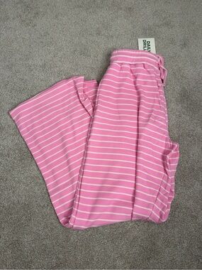 Daily Drills Thermal Resort Pants Taffy Cream Pink Striped Wide Leg M/L NEW